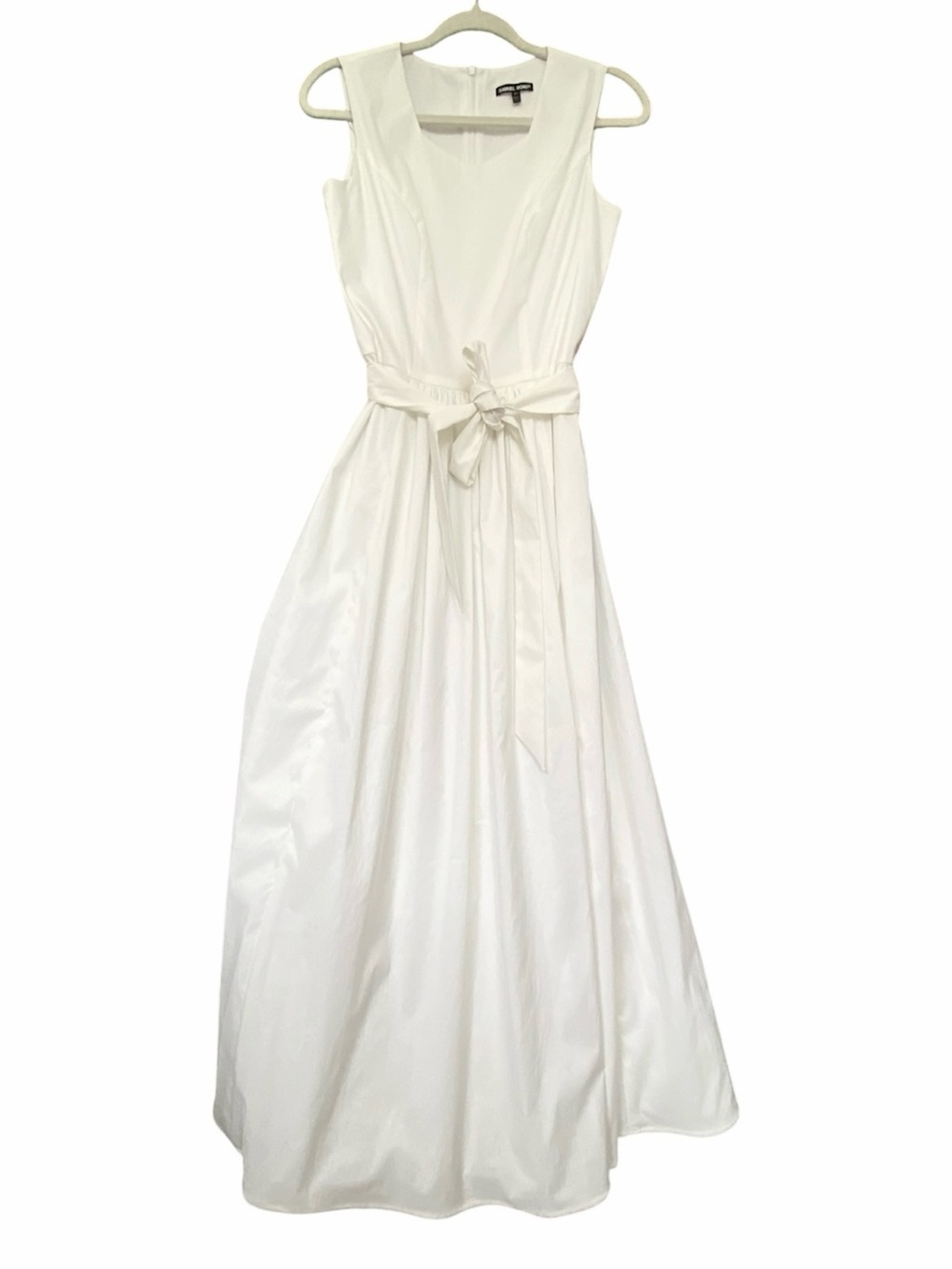 Sleeveless White Tie-Waist Maxi Wedding Dress